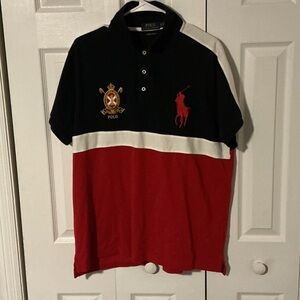 Polo by Ralph Lauren Black, White, and Red Polo Shirt Custom Slim Fit